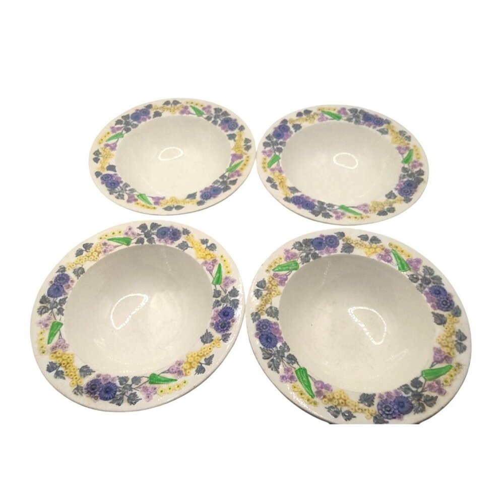 Vintage Devon George Jones & Sons Ceramic Bowls Set Of 4 Floral Design 6.5"